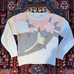 Vintage Floral Patterned Sweater -women's M anthropology & free people vibes